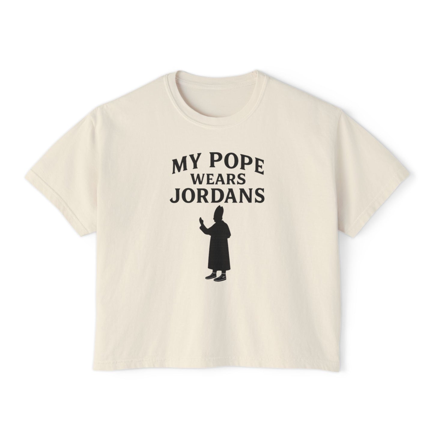 My Pope Wears Jordans Unisex Boxy Tree