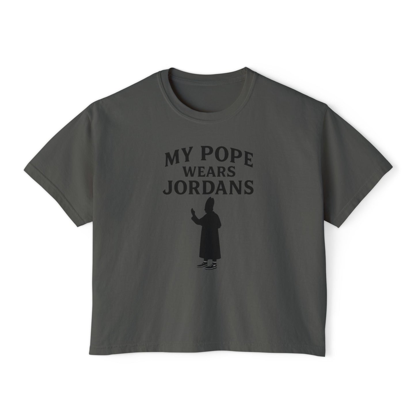 My Pope Wears Jordans Unisex Boxy Tree