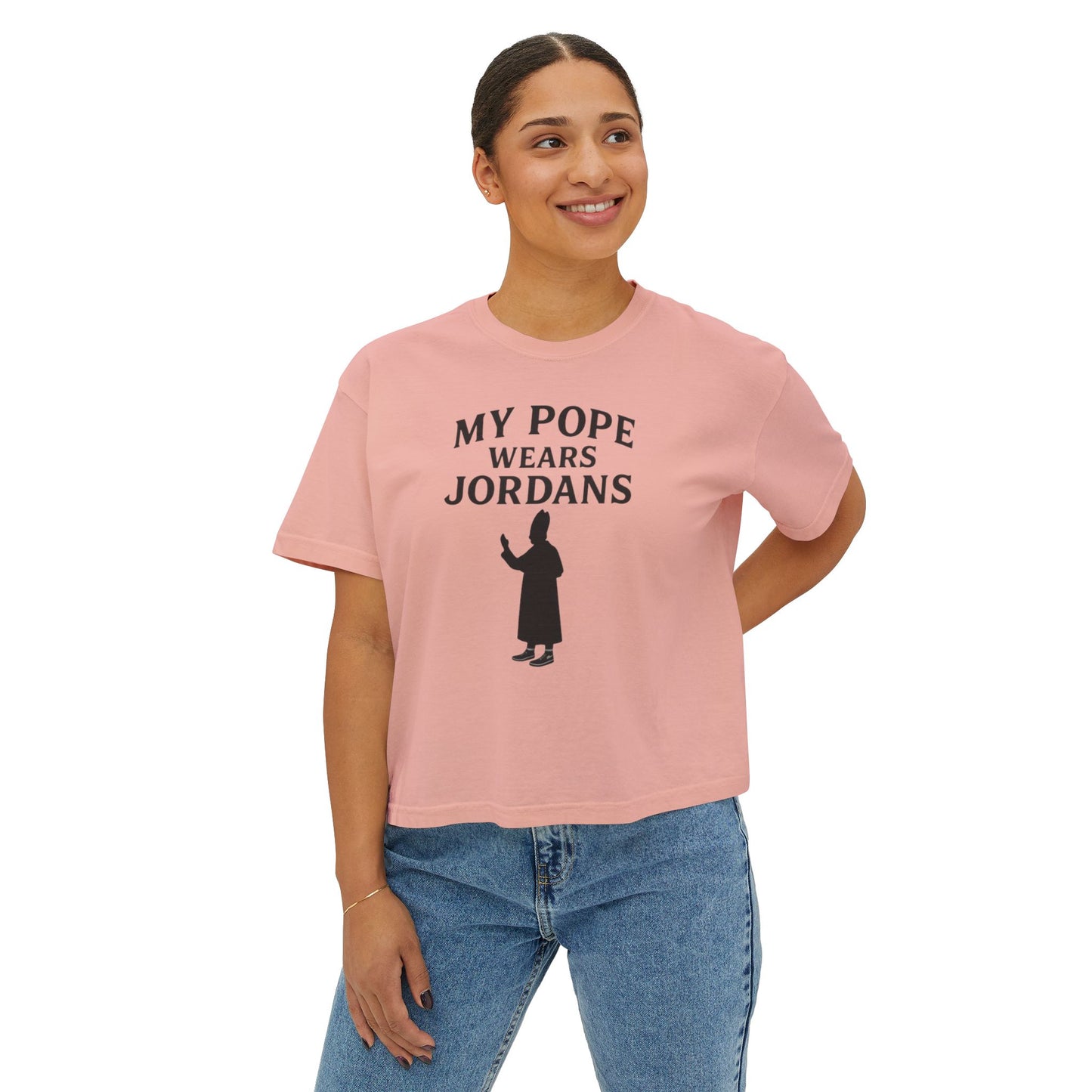 My Pope Wears Jordans Unisex Boxy Tree