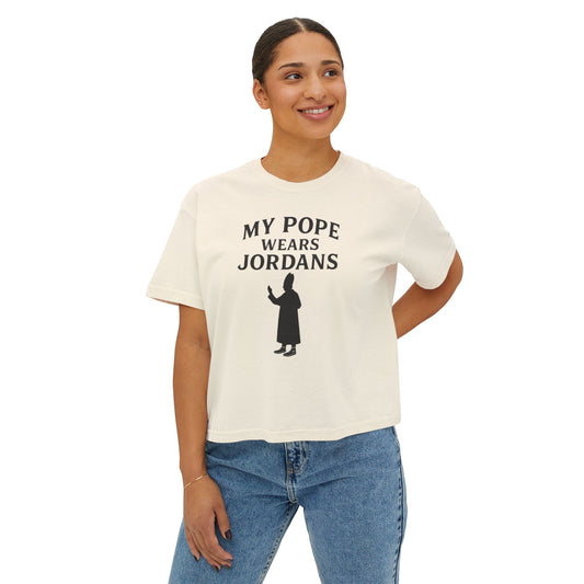 My Pope Wears Jordans Unisex Boxy Tree