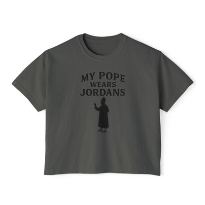 My Pope Wears Jordans Unisex Boxy Tree