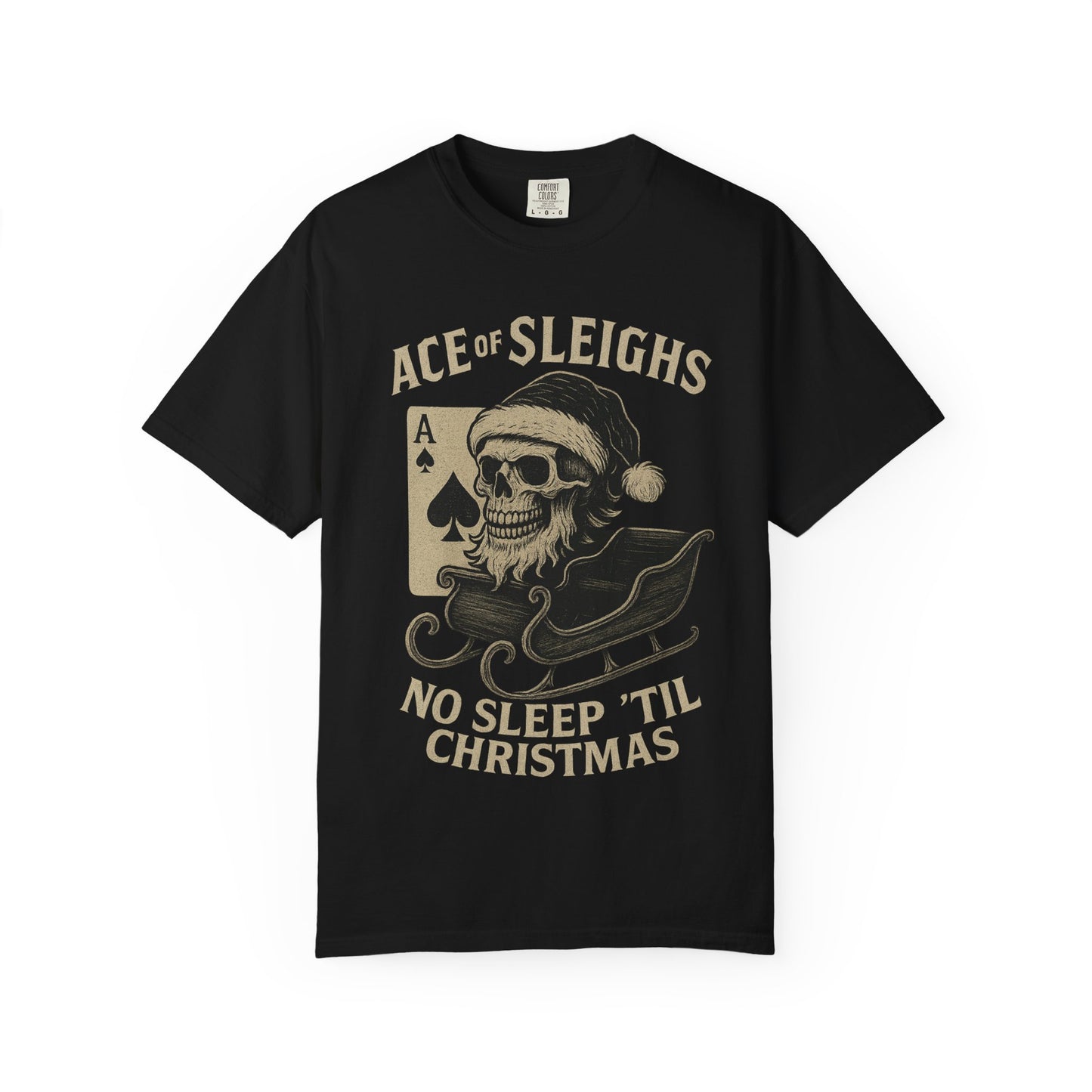 Ace of Sleighs Skull Santa Unisex Tee (No Sleep 'Til Christmas)