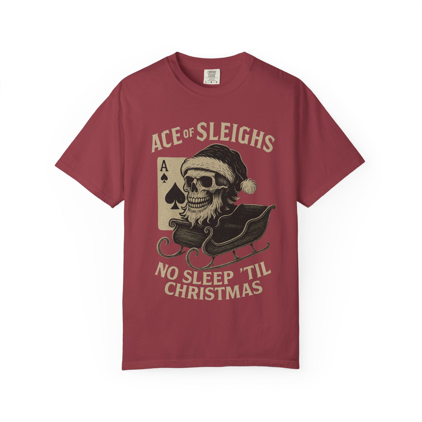 Ace of Sleighs Skull Santa Unisex Tee (No Sleep 'Til Christmas)