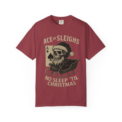 Ace of Sleighs Skull Santa Unisex Tee (No Sleep 'Til Christmas)