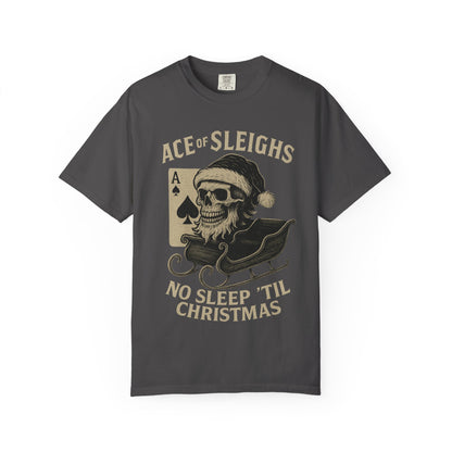 Ace of Sleighs Skull Santa Unisex Tee (No Sleep 'Til Christmas)