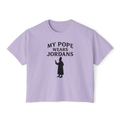 My Pope Wears Jordans Unisex Boxy Tree