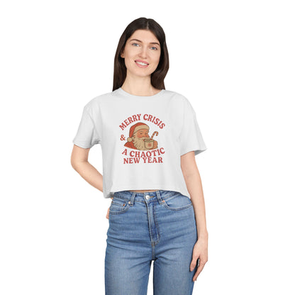 Merry Crisis & A Chaotic New Year Vintage Santa Crop Tee
